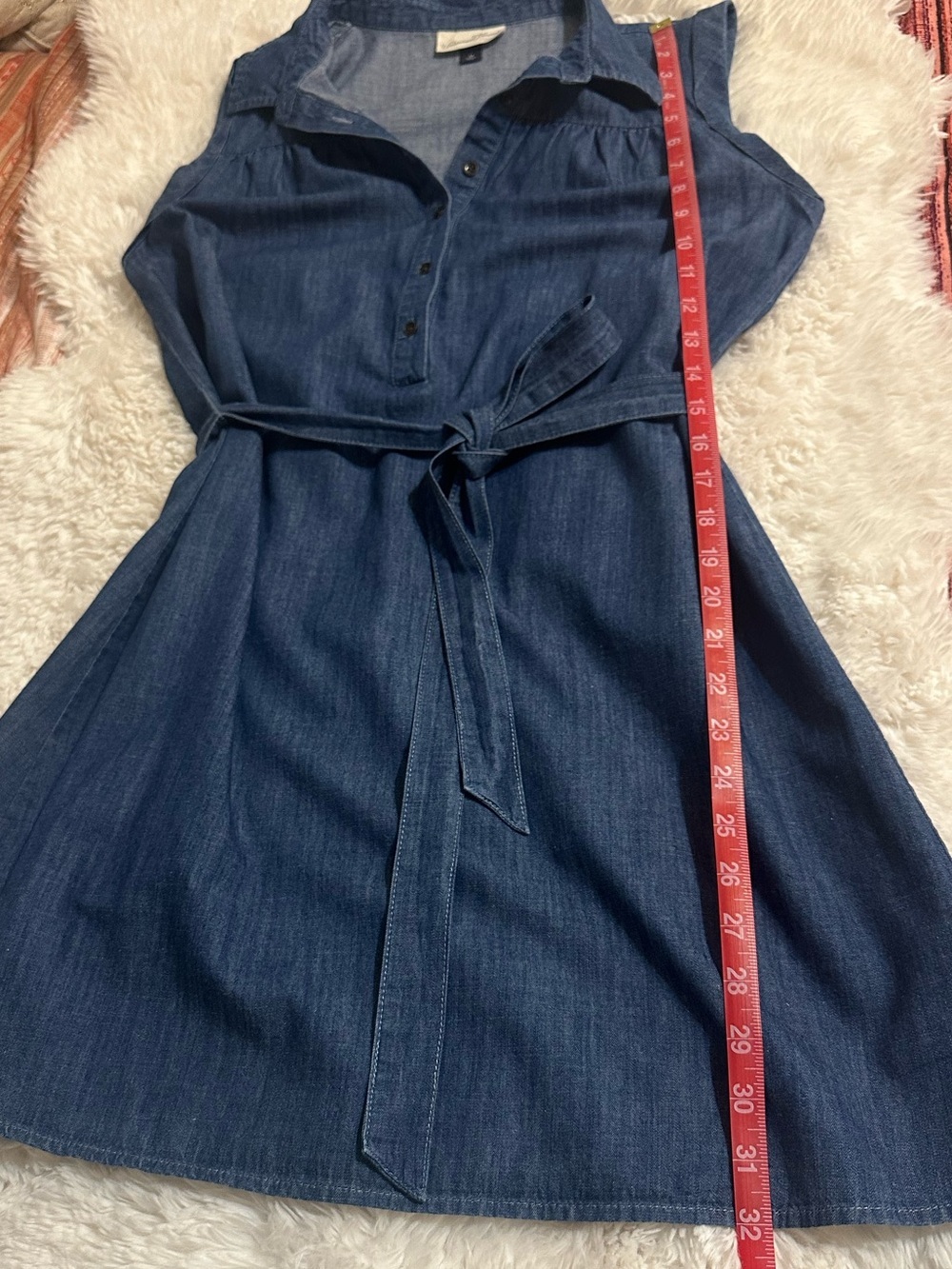 Universal Thread Chambray Denim Shirt Dress Belted Sleeveless M - Picture 10 of 15